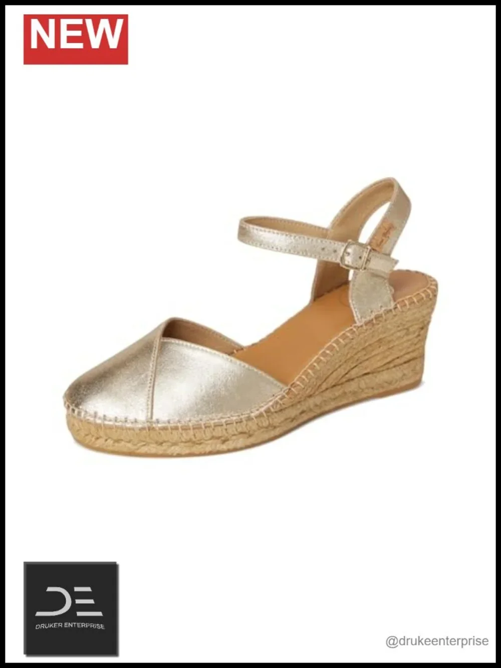 Wedge Sandals Ankle Strap Buckle Closure Leather Lining
